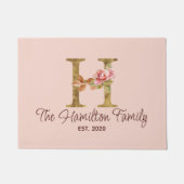 Aangepaste naam letter H goud folie blos roze roze Deurmat (Voorkant)