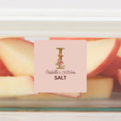 Aangepaste Naam Letter I Gold Blush Pink Roses Pan Labels (Aangebracht)