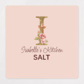 Aangepaste Naam Letter I Gold Blush Pink Roses Pan Labels (Design 1)