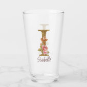 Aangepaste Naam Letter I Gold Folie Blush Pink Ros Glas (Achterkant)