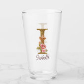 Aangepaste Naam Letter I Gold Folie Blush Pink Ros Glas (Voorkant)