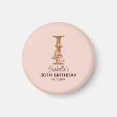 Aangepaste naam letter I Goud Blush Roze Rozen Magneet (Voorkant)
