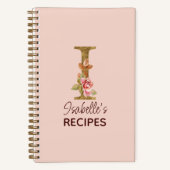 Aangepaste naam letter I Goud Blush Roze Rozen Rec Notitieboek (Voorkant)