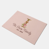 Aangepaste naam letter I goud folie blos roze roze Deurmat (Schuin)