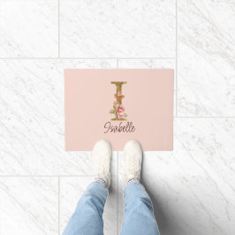 Aangepaste naam letter I goud folie blos roze roze Deurmat