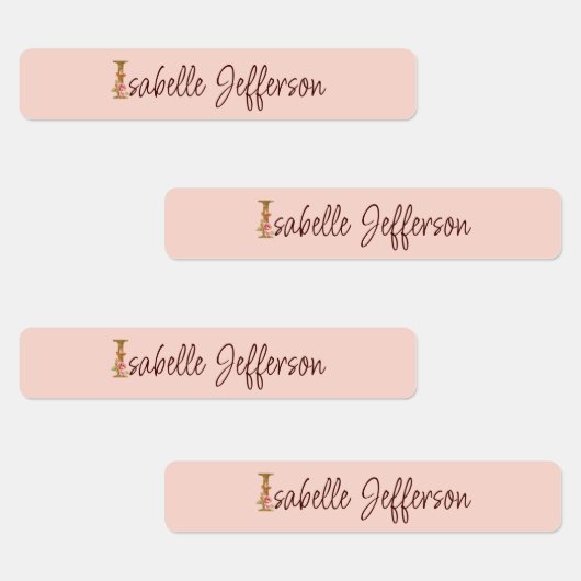 Aangepaste naam letter I goud folie blos roze roze Labels (Groep)