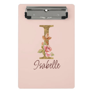 Aangepaste naam letter I goud folie blos roze roze Mini Klembord
