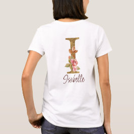 Aangepaste naam letter I goud folie blos roze roze T-shirt
