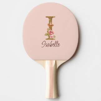 Aangepaste naam letter I goud folie blos roze roze Tafeltennisbatje