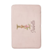 Aangepaste naam letter I Goud folie Blush Roze Roz Badmat (Voorkant Verticaal)
