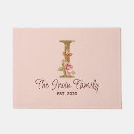 Aangepaste naam letter I Goud folie Blush Roze Roz Deurmat