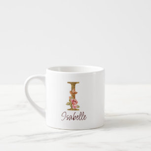 Aangepaste naam letter I goud folie blush roze roz Espresso Kop