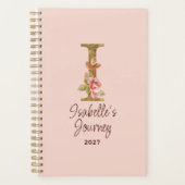 Aangepaste naam letter I Goud folie Blush Roze Roz Planner (Voorkant)
