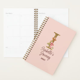 Aangepaste naam letter I Goud folie Blush Roze Roz Planner