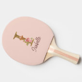 Aangepaste naam letter I Goud folie Blush Roze Roz Tafeltennisbatje (Zijkant)