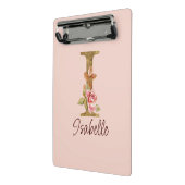 Aangepaste naam letter I goud folie roze rozen Mini Klembord (Angled2)