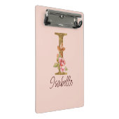 Aangepaste naam letter I goud folie roze rozen Mini Klembord (Schuin)