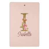 Aangepaste naam letter I goud folie roze rozen Mini Klembord (Achterkant)