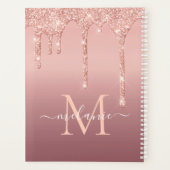 Aangepaste naam Letter Roos Gouden Glitter Planner (Achterkant)