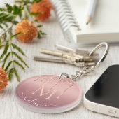 Aangepaste naam Letter Roos Gouden Glitter Sleutel Sleutelhanger (Voorkant Rechts)