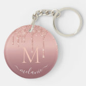 Aangepaste naam Letter Roos Gouden Glitter Sleutel Sleutelhanger (Achterkant)