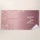 Aangepaste naam Letter Roos Gouden Glitter Strandl Strandlaken (Voorkant)