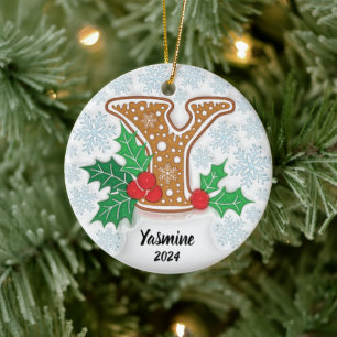 Aangepaste naam letter Y monogram Keramisch Ornament
