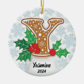 Aangepaste naam letter Y monogram Keramisch Ornament (Voorkant)