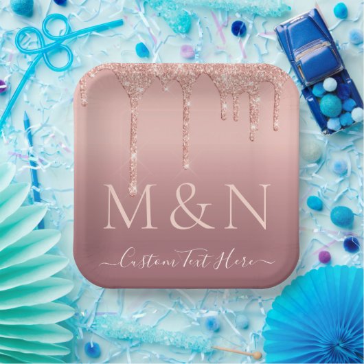 Aangepaste Naam Letters Roos Gouden Bruiloft Papie Papieren Bordje (Feest)