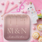 Aangepaste Naam Letters Roos Gouden Bruiloft Papie Papieren Bordje (Feest)