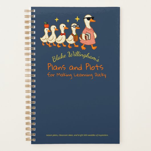 Aangepaste naam Leuk Coole Eend Planner Voor Docen (Voorkant)