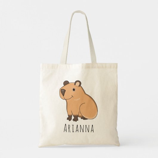 Aangepaste naam Leuke Capybara Kinder Canvas tas (Achterkant)