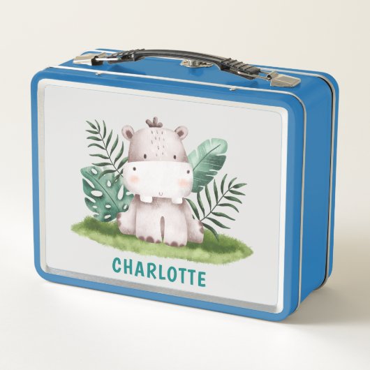 Aangepaste Naam Leuke Dieren Hippo Kinder (Achterkant)