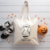 Aangepaste naam Leuke Ghost Halloween Trick or tre Tote Bag