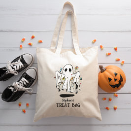 Aangepaste naam Leuke Ghost Halloween Trick or tre Tote Bag