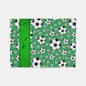 Aangepaste naam leuke groene voetballen groene str fleece deken (Voorkant (Horizontaal))