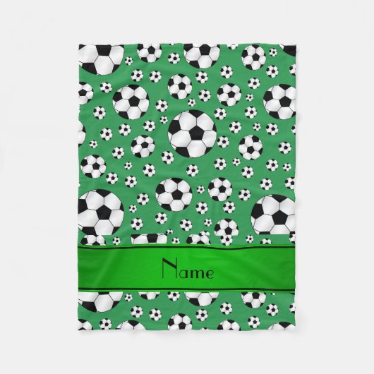 Aangepaste naam leuke groene voetballen groene str fleece deken (Voorkant)