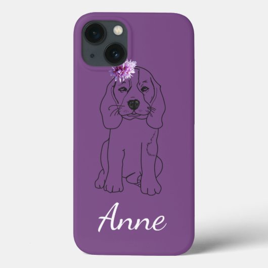 Aangepaste naam Leuke Hond, Bloemen Case-Mate iPhone Case (Achterkant)