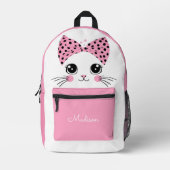 Aangepaste naam Leuke Kitten Bedrukte Rugzak (Voorkant)