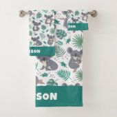 Aangepaste naam Leuke Koalas Patroon Bad Handdoek (Insitu)