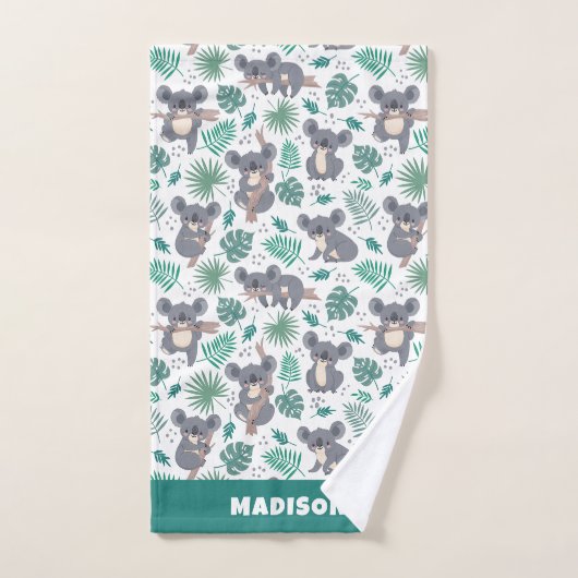Aangepaste naam Leuke Koalas Patroon Bad Handdoek (Handdoek)