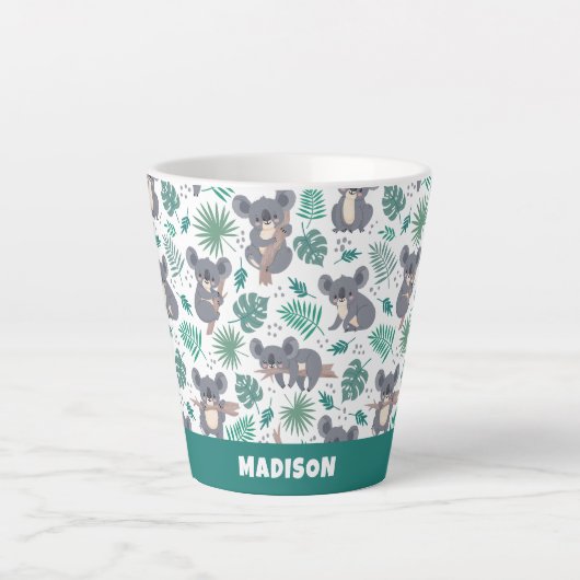 Aangepaste naam Leuke Koalas Patroon Latte Mok (Voorkant)