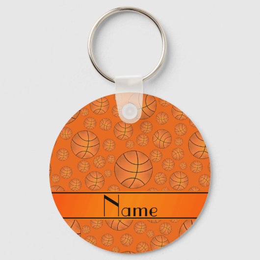 Aangepaste naam leuke oranje basketballen oranje s sleutelhanger (Voorkant)