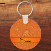 Aangepaste naam leuke oranje basketballen oranje s sleutelhanger (Voorkant)
