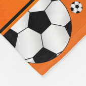 Aangepaste naam leuke oranje voetballen oranje str fleece deken (Hoek)