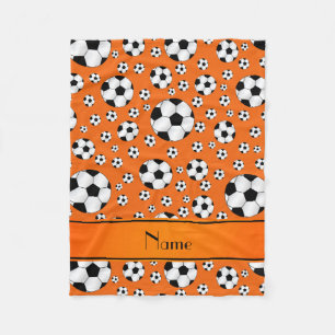 Aangepaste naam leuke oranje voetballen oranje str fleece deken