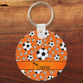 Aangepaste naam leuke oranje voetballen oranje str sleutelhanger (Voorkant)