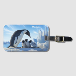 Aangepaste naam Leuke Pinguïns Bagagelabel