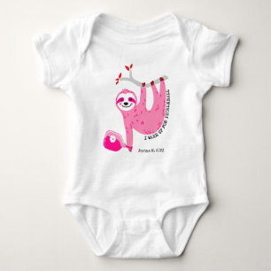 Aangepaste naam Leuke Roze pickleball luiaard 🦥 Romper
