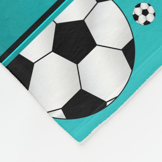 Aangepaste naam leuke turkooizen voetballen fleece deken (Hoek)